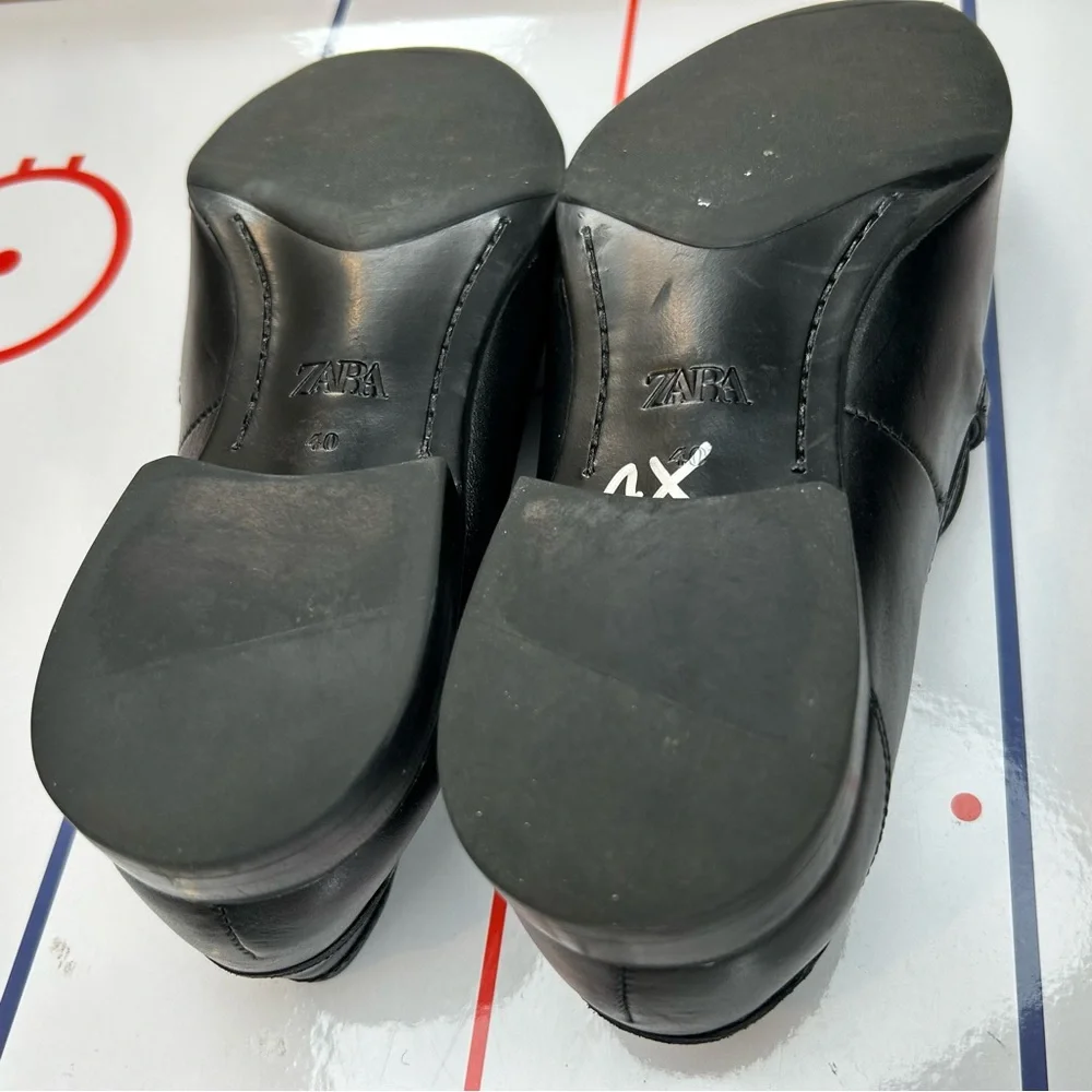 ZARA‎ Horse Bit Loafers Men’s Dress Casual Shoes + Gold Chain Color Black Size 7